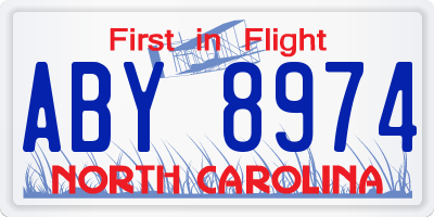 NC license plate ABY8974