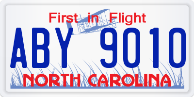 NC license plate ABY9010