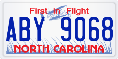 NC license plate ABY9068