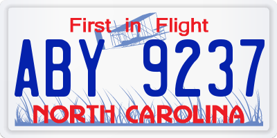 NC license plate ABY9237