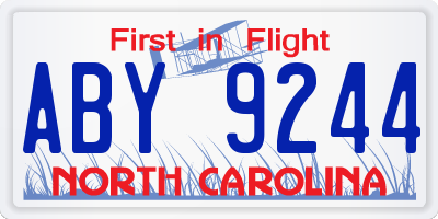 NC license plate ABY9244