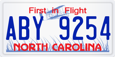 NC license plate ABY9254