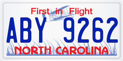 NC license plate ABY9262