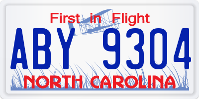 NC license plate ABY9304
