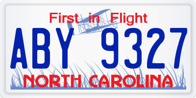 NC license plate ABY9327