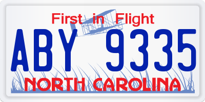 NC license plate ABY9335