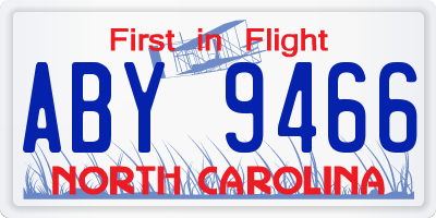 NC license plate ABY9466