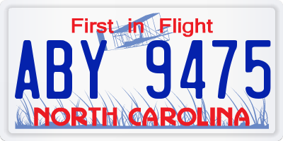 NC license plate ABY9475