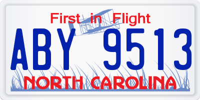 NC license plate ABY9513