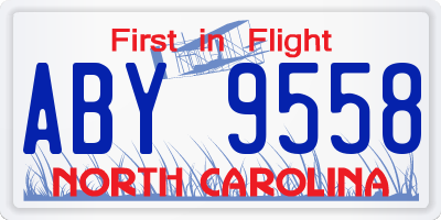 NC license plate ABY9558
