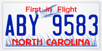 NC license plate ABY9583