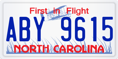 NC license plate ABY9615