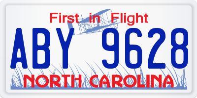 NC license plate ABY9628