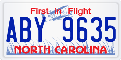 NC license plate ABY9635
