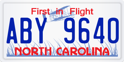NC license plate ABY9640