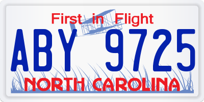 NC license plate ABY9725