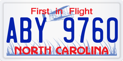 NC license plate ABY9760