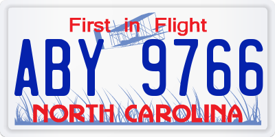 NC license plate ABY9766