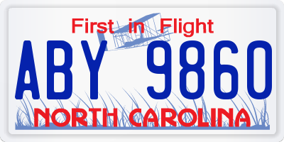 NC license plate ABY9860