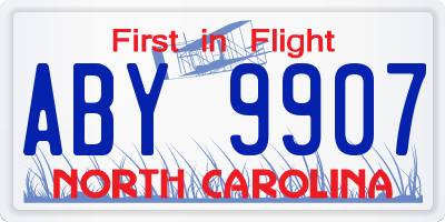 NC license plate ABY9907