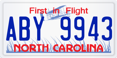 NC license plate ABY9943