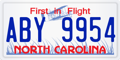 NC license plate ABY9954
