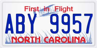 NC license plate ABY9957