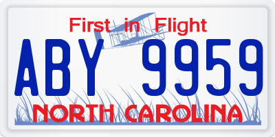 NC license plate ABY9959