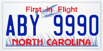 NC license plate ABY9990