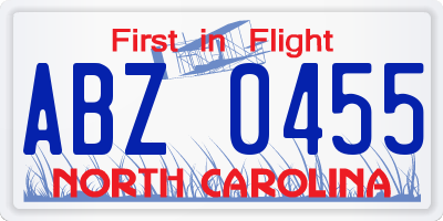 NC license plate ABZ0455