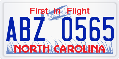 NC license plate ABZ0565