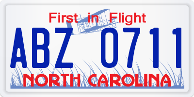 NC license plate ABZ0711