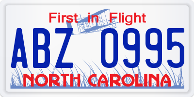 NC license plate ABZ0995