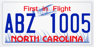 NC license plate ABZ1005