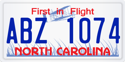 NC license plate ABZ1074