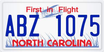 NC license plate ABZ1075