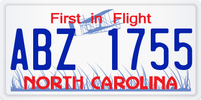 NC license plate ABZ1755