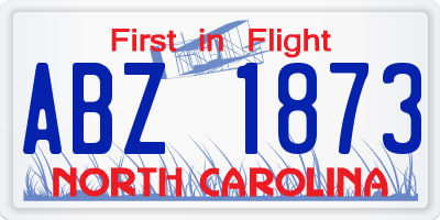 NC license plate ABZ1873