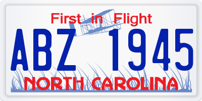 NC license plate ABZ1945