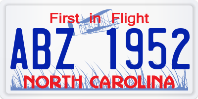 NC license plate ABZ1952