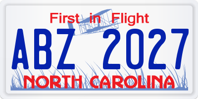 NC license plate ABZ2027