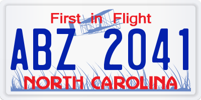 NC license plate ABZ2041