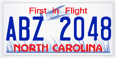 NC license plate ABZ2048