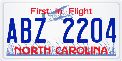 NC license plate ABZ2204