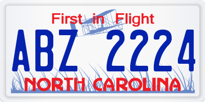 NC license plate ABZ2224