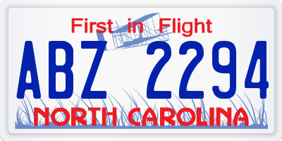 NC license plate ABZ2294