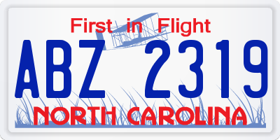 NC license plate ABZ2319