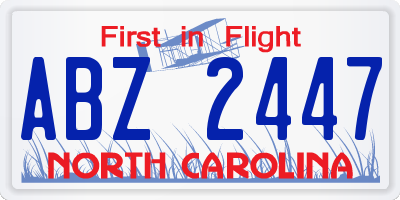 NC license plate ABZ2447