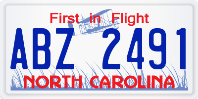 NC license plate ABZ2491