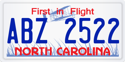 NC license plate ABZ2522